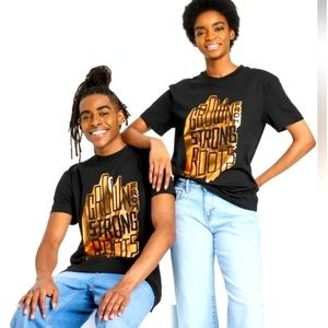 Black History growing from strong roots gold and black graphic t-shirt new